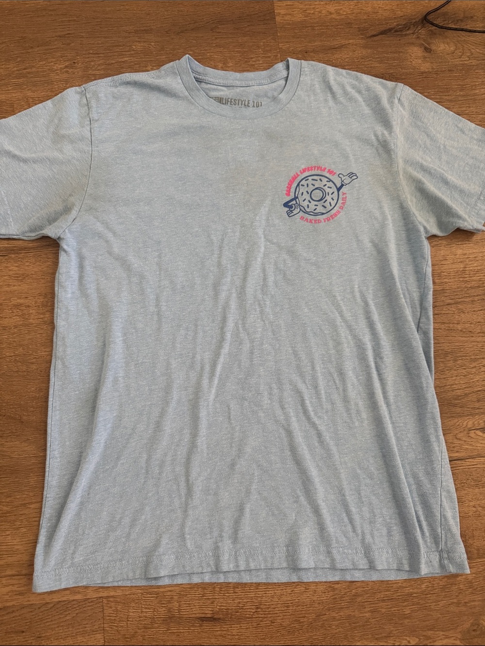 Baseball Lifestyle 101 Men's Light Blue Short Sleeve Donut Graphic Tee